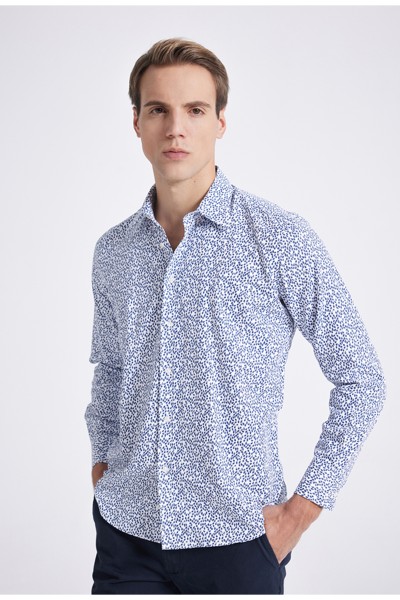 Navy blue Male Printed Shirt