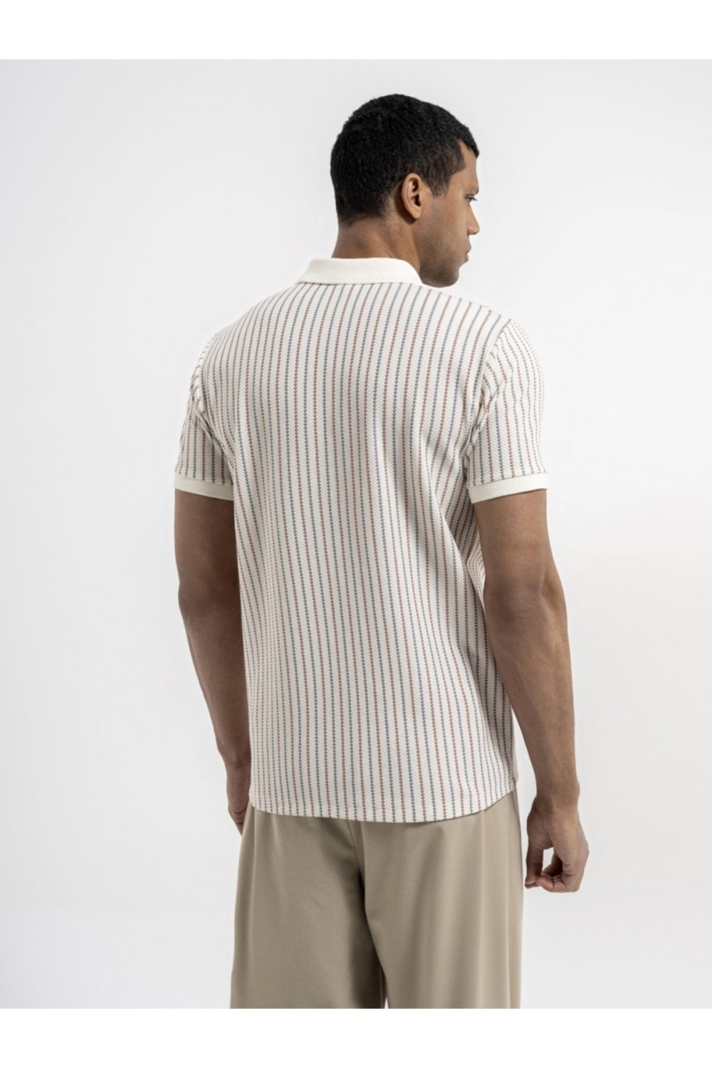 Beige Male Polo Neck T-shirt