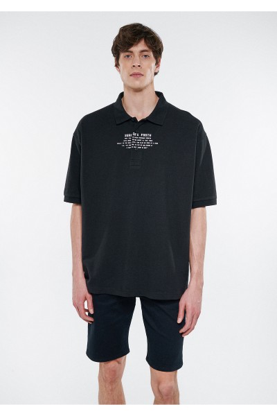 Black Male Printed Polo Neck T-shirt