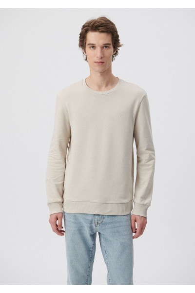 Beige Male Straight Sweatshirt