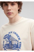 Beige Male Printed T-Shirts