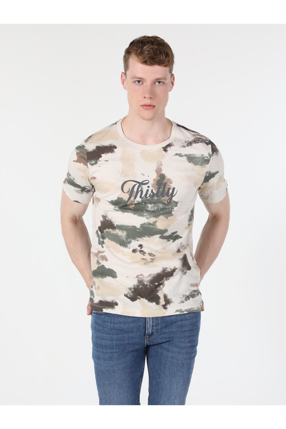 Beige Male patterned T-Shirts