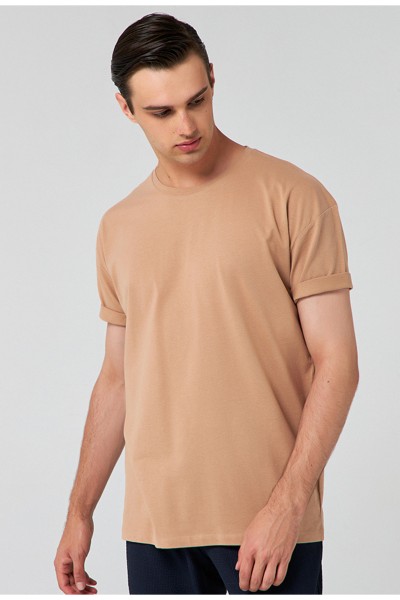 Beige Male Straight T-Shirts